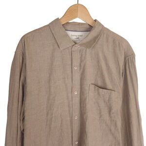 NWT Horny Toad Mixologist Stripe Shirt Men's XL Organic Cotton Clove Tan Stretch